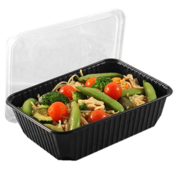 Barquette plastique PP multifonction noire - BMP500J_BK_S - 180x133x36mm / 500 cc - étanche et empilable_0