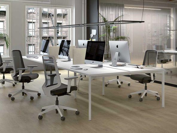 Bureau bench 4 personnes Hexa avec structure hexagonale en aluminium_0