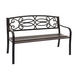Décoshop26 - Banc de jardin acier revêtu de poudre 2 places couleur bronze 04_0001120 - 3000294232696_0