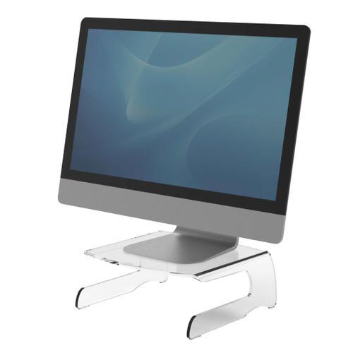 Fellowes support moniteur Clarity 9731001 - design transparent - rangement clavier intégré - supporte jusqu'à 6,5 kg_0