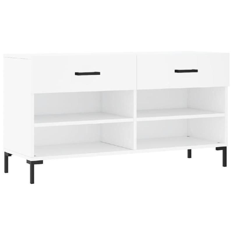 Helloshop26 - Banc à chaussures bottes commode étagère meuble entrée rangement 102 x 35 x 55 cm bois d'ingénierie blanc 02_0022880 - blanc Bois m_0