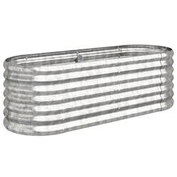 Helloshop26 - Jardinière bac lit surélevé plantes fleurs terrasse jardin de jardin acier enduit de poudre argenté Argent 02_0039718 - 3000218550394_0