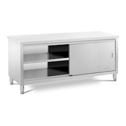 Helloshop26 - Meuble bas en acier inoxydable plan de travail cuisine armoire avec portes coulissantes 200 x 70 cm capacité de 600 kg 14_0005086 - 300_0