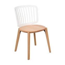 Kosmi Chaise Eira Design Scandinave – Dossier Résine Blanche, Assise Bois – Pieds Bois Naturel - blanc Bois massif 3760301697589_0