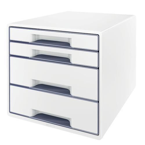 Leitz module de classement WOW - 2 petits et 2 grands tiroirs - Blanc - Dimensions L36,3 x H27 x P28,7 cm_0