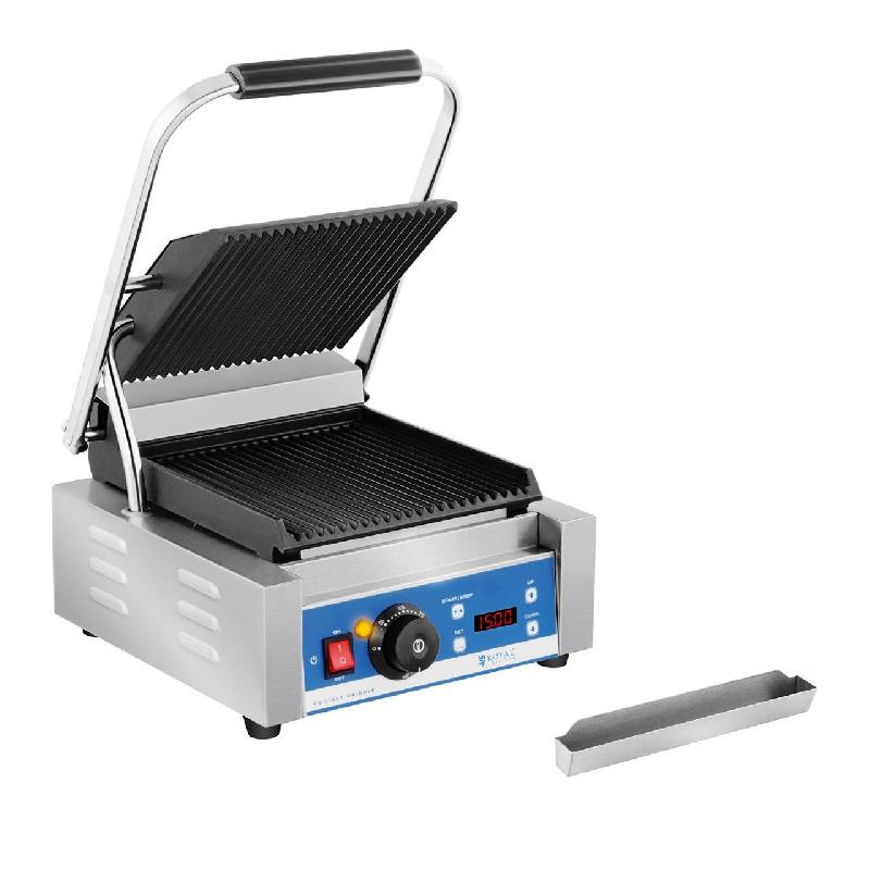 Machine à panini en acier inoxydable - fonte d'acier émaillée striée - minuterie - 1800 watts - 14_0002325_0