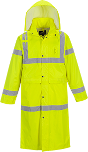 Manteau de pluie réfléchissant 122cm jaune - H445, 4XL, certifié CE, capuche détachable_0