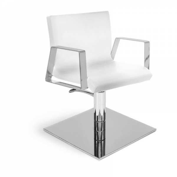 Fauteuil de coiffure - Iron Chair FB 700 WQ avec accoudoirs inox, base carrée et pompe hydraulique blocable_0
