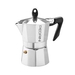 Pedrini Coffee Maker Polished Aluminum 3 Cups Silver Black (9083-3) (90833) - argenté aluminium 9083-3_0