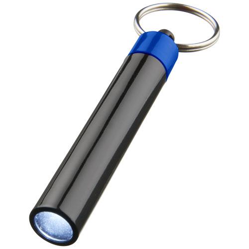 Porte-clés publicitaire avec LED premium Retro - modèle 11811201 - lampe LED blanche avec bouton marche, anneau métallique, piles incluses_0