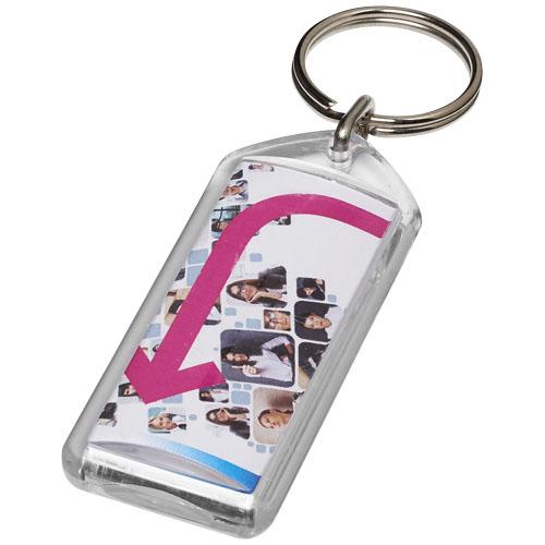 Porte-clés réouvrable F1 Stein - transparent rectangulaire avec anneau fendu en métal_0