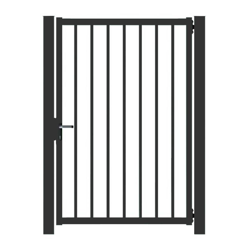 Portillon barreaudé gris avec serrure - H. 1,50 x L. 1,00 m - Poteaux à sceller_0