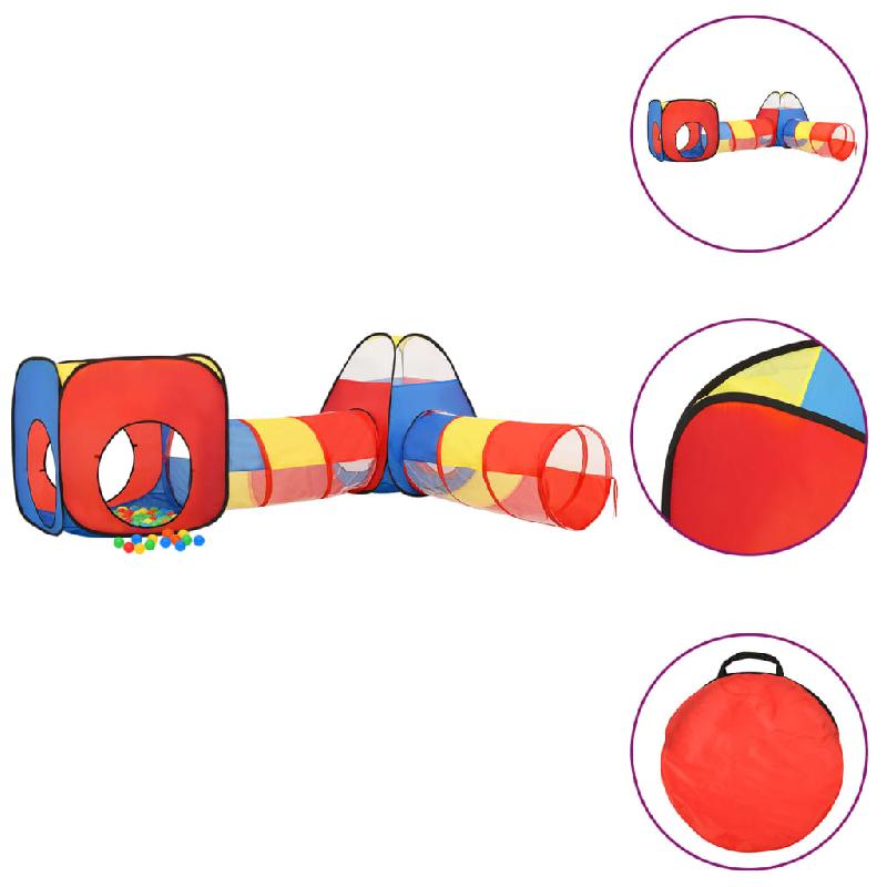 Tente de jeu pour enfants - 250 balles multicolores incluses - Design 3-en-1 avec tunnel et sac de transport 02_0005122_0
