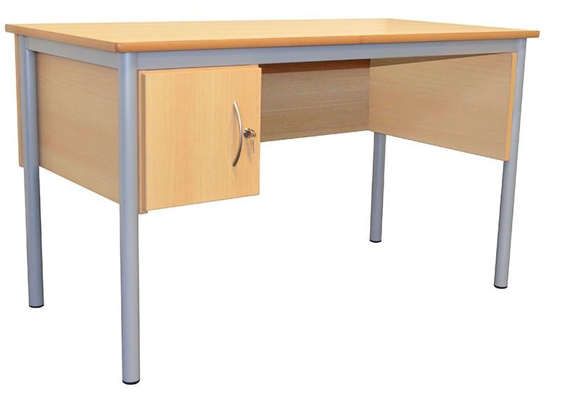 Bureau de professeur 130 cm - 1 porte avec serrure - Plateau et piètement au choix_0