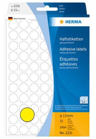 Étiquettes/pastilles autocollantes rondes jaunes ø 13 mm - Référence 2231 - 2464 étiquettes_0