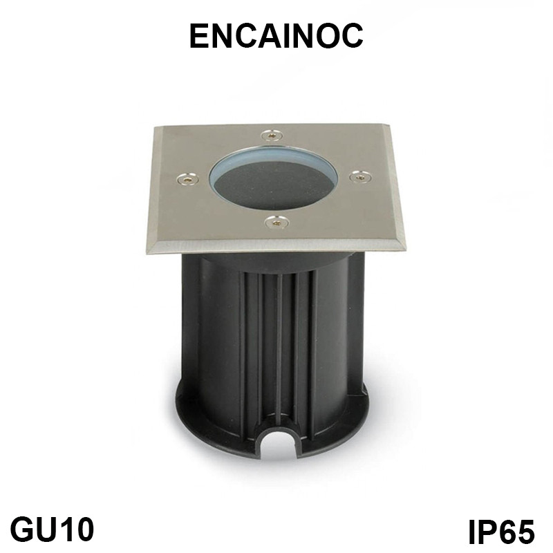 Boîtier encastrable sol IP65 pour GU10 - Réf ENCAINOC - acier laqué gris, idéal jardins et extérieurs_0