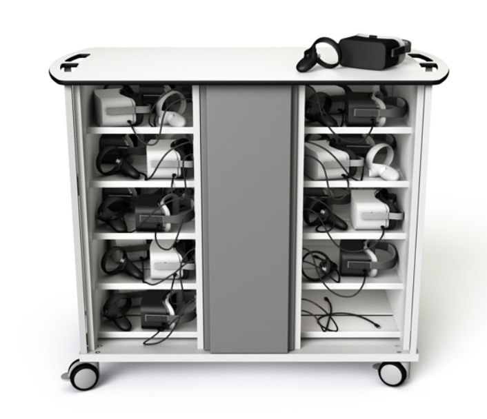 Chariot de charge USB-C 20W pour 40 casques et manettes VR - verrouillage par code numérique._0