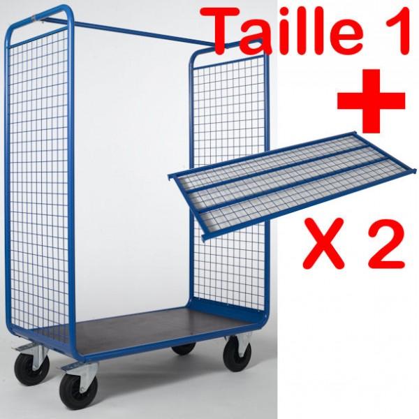 Chariot de manutention Rolléco - 2 côtés grillagés en acier - 2 dossiers - Plusieurs dimensions disponibles_0