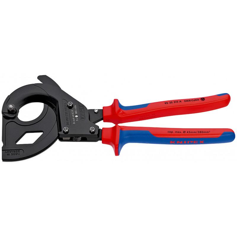 Coupe-câbles à cliquet 315mm - Ø45mm/380mm² - Spécial câbles SWA - KNIPEX | 95 32 315 A - Compact et léger avec coupe nette sans écrasement_0