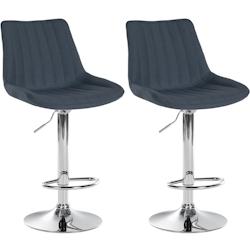 Décoshop26 - Lot de 2 tabourets de bar réglable en hauteur pivotant à 360° assise en tissu gris foncé couture verticale pied métal 10_0004432 -_0