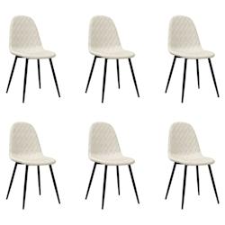 Décoshop26 - Set de 6 chaises de salle à manger design simple couture en losange en velours crème et métal noir DEC025664 - noir 3000255377282_0