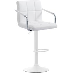 Décoshop26 - Tabouret de bar repose-pieds en synthétique blanc pieds trompette en métal blanc mat TDB10529 - blanc 3000439169603_0