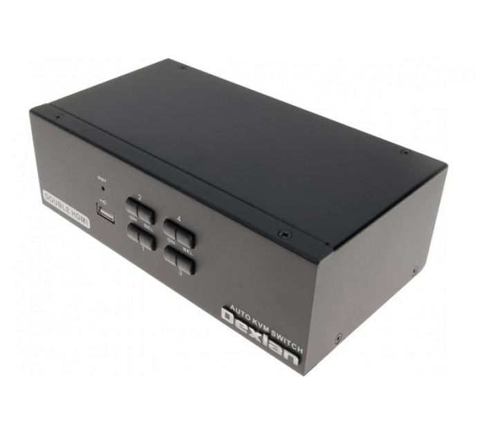 Dexlan kvm 4 ports double ecran hdmi 4k / usb 2.0 + câbles 61094_0