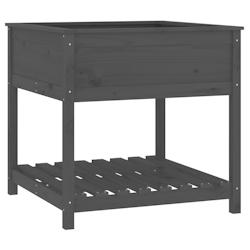 Helloshop26 - Jardinière bac lit surélevé plantes fleurs terrasse jardin avec étagère 82,5 x 82,5 x 81 cm bois massif de pin gris 02_0038410 - 30_0