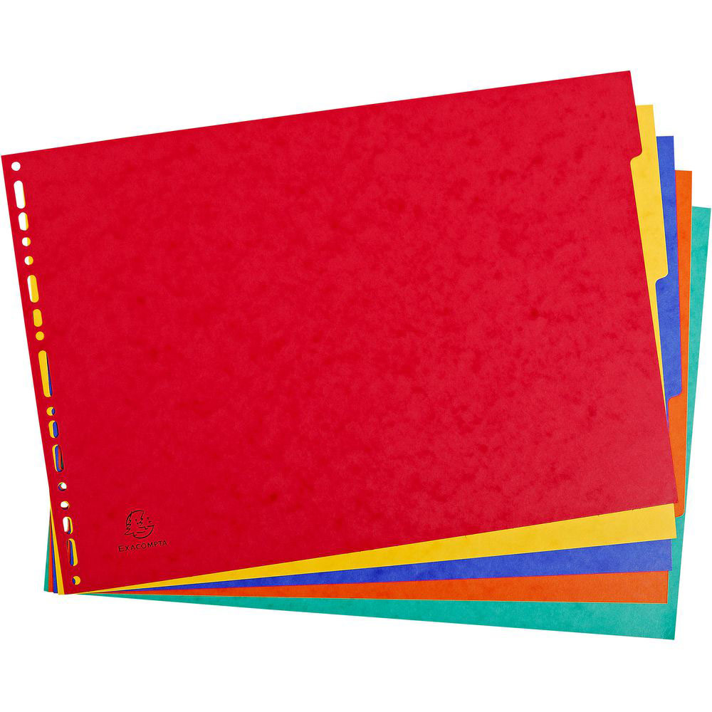 INTERCALAIRES TOUCHES NEUTRES EXACOMPTA - CARTE 400G - A3 - 5 POSITIONS - COLORIS ASSORTIS