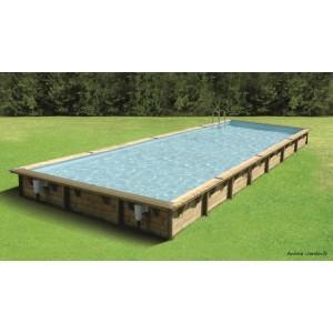 Piscine en kit en bois Ubbink Linéa - 11 x 5m x H140cm - Réf. 7504550_0