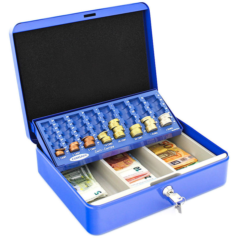 couleur bleue Mini caisse à monnaie avec rainure numéro 0 FAC 17014 