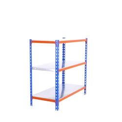PROREGAL Étagère pour charges lourdes SMALL METAL SHARK | HxLxP 100x80x40cm | Charge du compartiment 180kg | Bleu-orange - gris métal PR_RS137-38_0