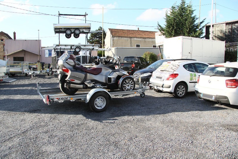 Remorque freinée de fabrication française à structure spécifique châssis très renforcé pour le transport can am spyder - erde - expert plm 170f_0
