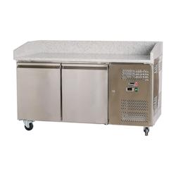 Romux® Table à Pizza Réfrigérée 2 Portes 150x80 cm avec Plan de Travail en Marbre et capacité 390 litres | Table Réfrigérée pour Pizzas - 843_0