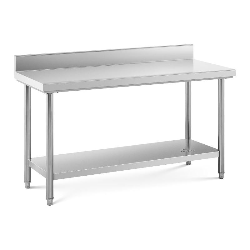 Table de travail en acier inoxydable - Plan de travail inox professionnel avec dosseret - 150 x 60 cm - Capacité 159 kg - 14_0005099_0