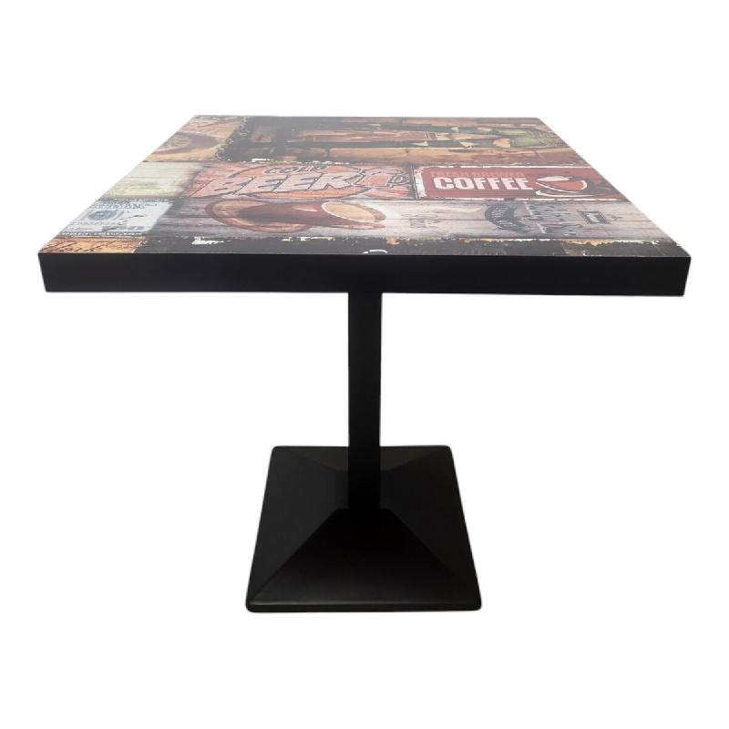 Table fixe 60x60cm plateau mélaminé modèle TABLE ARIZONA ROAD pied Iron Black Déstockage - TIGAONE - multicolore 3701680322129_0