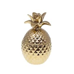 Aulica Boîte décorative ananas en céramique dorée 13x13x22.5cm - doré 576101_0