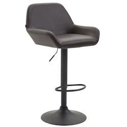 Décoshop26 - Tabouret de bar x1 repose-pieds en forme d'arc en métal noir assise en PVC marron 10_0004543 - marron 3000252166315_0