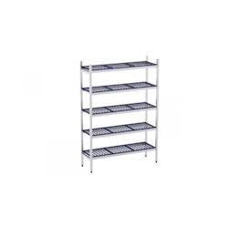 Distform Rayonnage en Inox avec Clayettes 5 Niveaux en Polypropylène P.400mm et L.660 à 1990mm Acier inoxydable 1360x400x400xmm - 641094782931_0