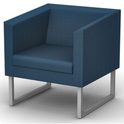 Fauteuil d'accueil Sten 1 place Tissu bleu Piètement acier aluminium_0