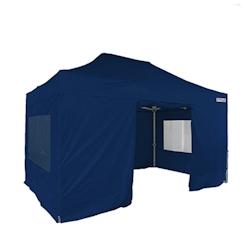 FRANCE BARNUMS Tente pliante PRO 3x4,5m pack fenêtres - 4 murs - ALU 45mm/polyester 380g Norme M2 - bleu - FRANCE-BARNUMS - bleu métal 1331F_0