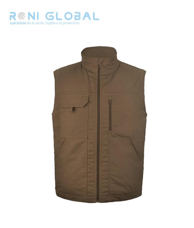 Gilet de travail polaire matelassé camel - Coton, polyester et élasthanne - 4 poches - TYPHON+ SAM PBV - Réf. pbv-29TYEC_0
