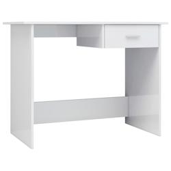 Helloshop26 - Bureau table poste de travail meuble d'ordinateur informatique étude brillant 100 x 50 x 76 cm bois d'ingénierie blanc 02_0023536 - 30_0