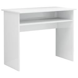 Helloshop26 - Bureau table poste de travail meuble d'ordinateur informatique étude brillant 90 x 50 x 74 cm bois d'ingénierie blanc 02_0023554 - 300_0