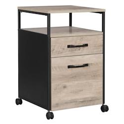 Helloshop26 - Caisson de bureau 2 tiroirs placard de rangement mobile avec roulettes emplacement ouvert style industriel 66 cm grège 12_0001502 - 300_0