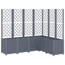 Helloshop26 - Jardinière bac lit surélevé plantes fleurs terrasse jardin avec treillis 160 x 120 x 140 cm PP gris 02_0038247 - 3000214158631_0
