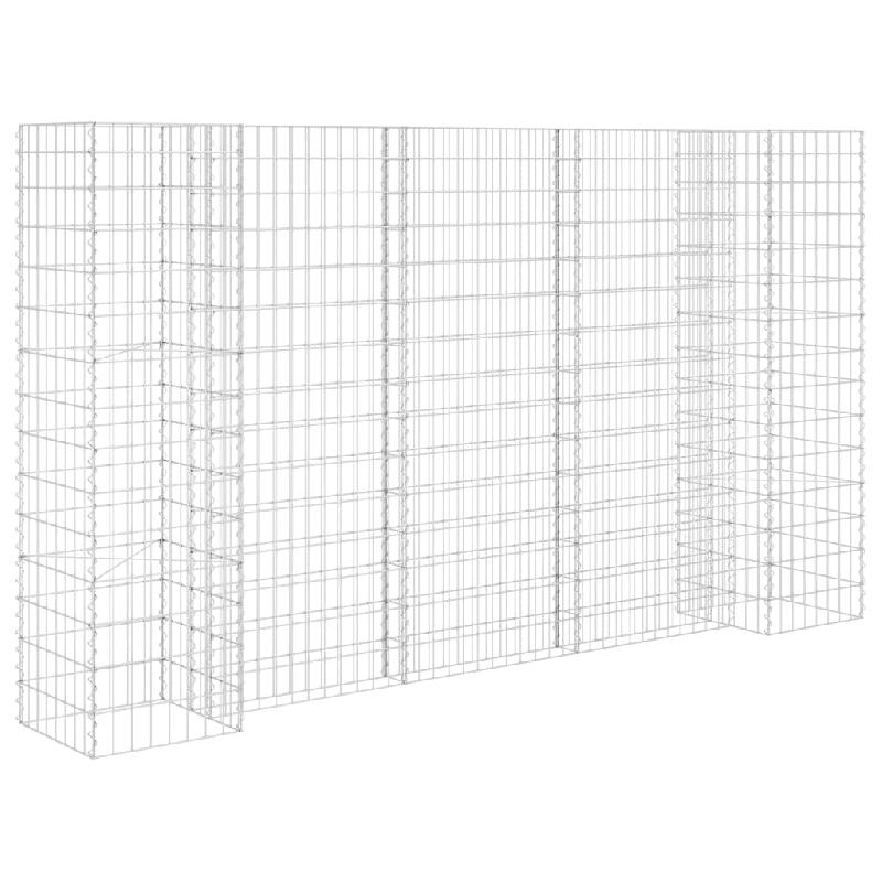 Jardinière à gabion en H - panier de gabion robuste et élégant pour parterre surélevé - fil d'acier antirouille 260 x 40 x 150 cm_0