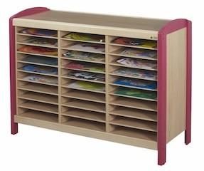 Meuble de 30 casiers - rangement pour dessins - hêtre massif et panneaux mélaminés - KN90P_0