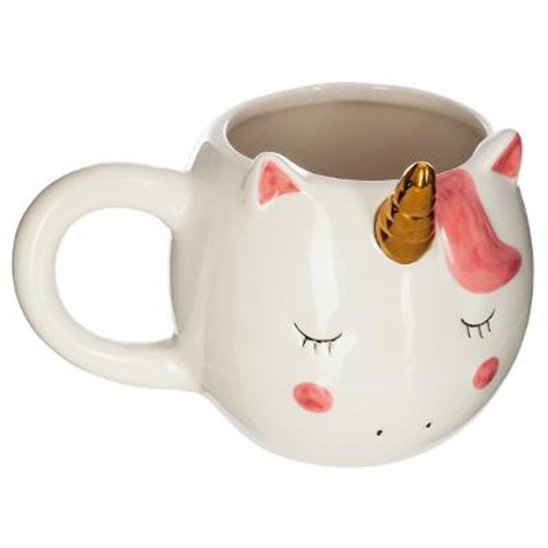 Mug décoratif licorne en dolomite 15 cm - Blanc - Paris Prix_0