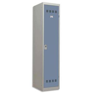 Vestiaire métal industrie salissante Pierre Henry - 1 casier - largeur 40 cm - gris perle / bleu - monobloc sécurisé_0